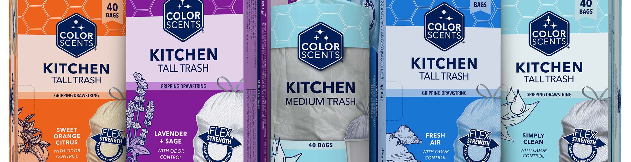 Color Scents Medium Trash Bags, 8 Gallon, 40 Bags (Vanilla Flower