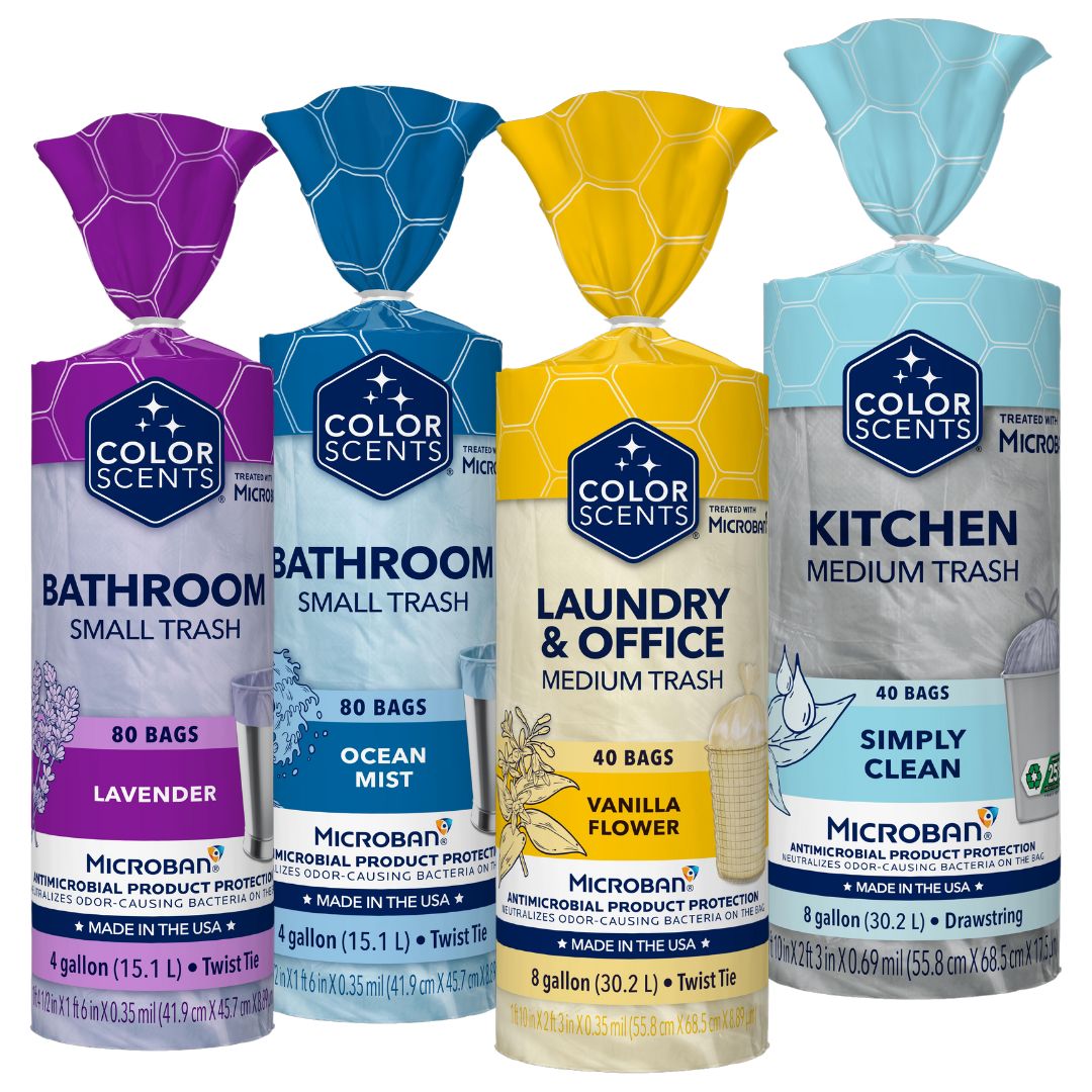 Scented Antimicrobial Trash Bags, Color Scents