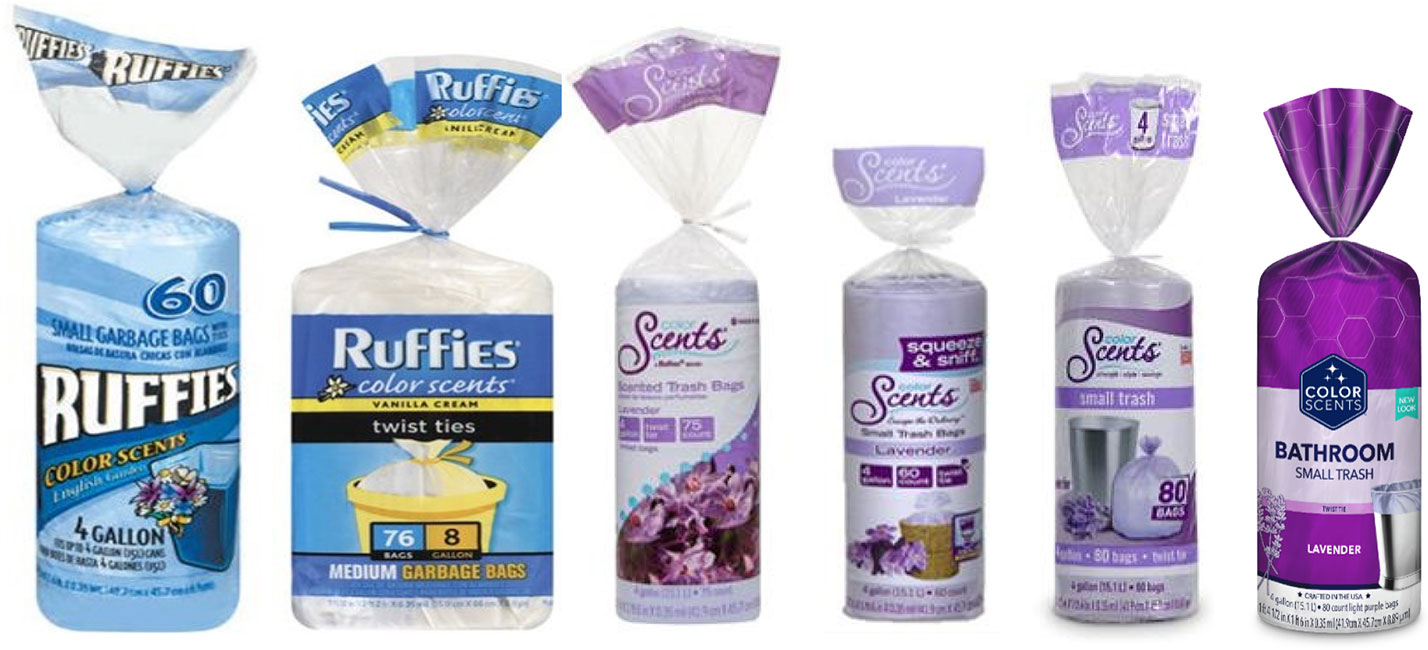 Color Scents Small Trash Bags, 4 Gallon, 80 Bags (Lavender Scent, Twist Tie)